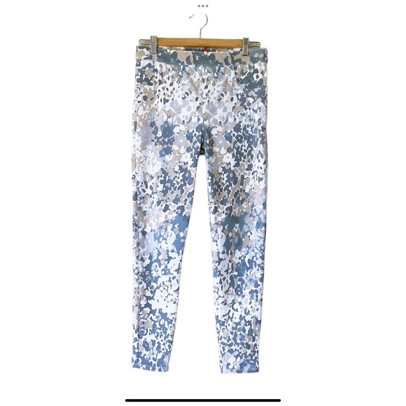 Spanx Jean-ish Ankle Leggings in Blue Abstract Floral Size L - Picture 3 of 12